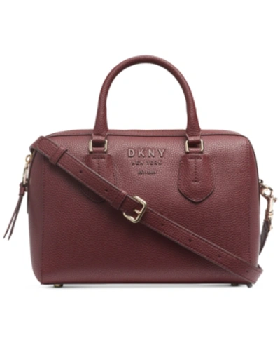 Shop Dkny Noho Leather Satchel, Created For Macy's In Blood Red/dune/gold