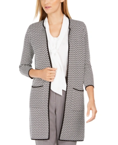 Shop Calvin Klein Printed Open-front Cardigan In Black/cream