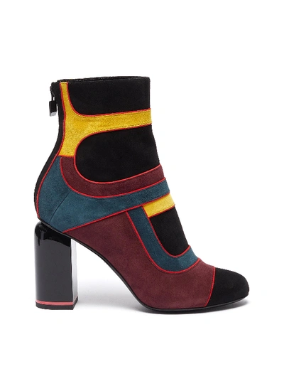 Shop Pierre Hardy 'machina' Suede Patchwork Ankle Boots In Multi-colour