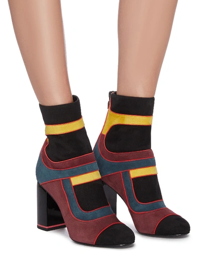 Shop Pierre Hardy 'machina' Suede Patchwork Ankle Boots In Multi-colour