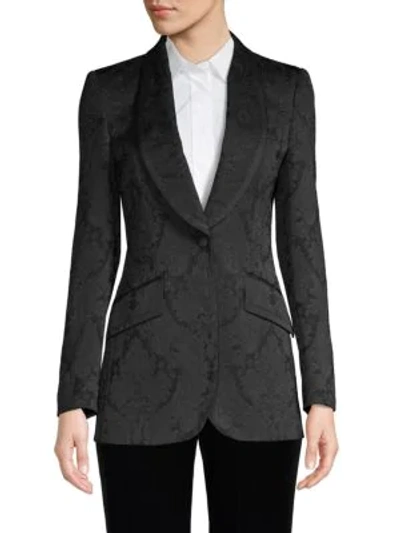 Shop Dolce & Gabbana Floral Textured Blazer In Black
