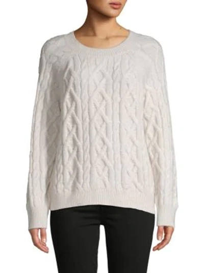 Shop Vince Cable-knit Merino Wool-blend Sweater In White