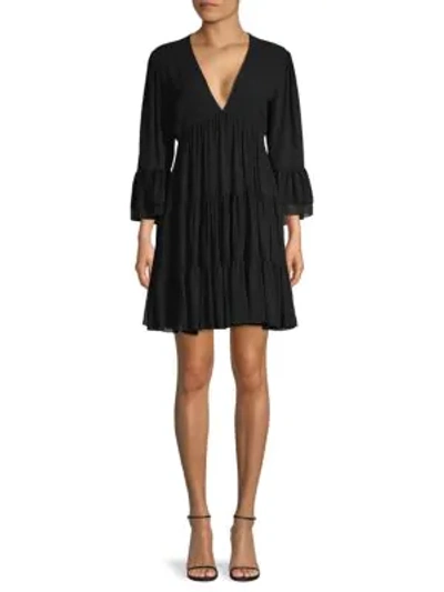 Shop Michael Michael Kors Silk Chiffon Dress In Black