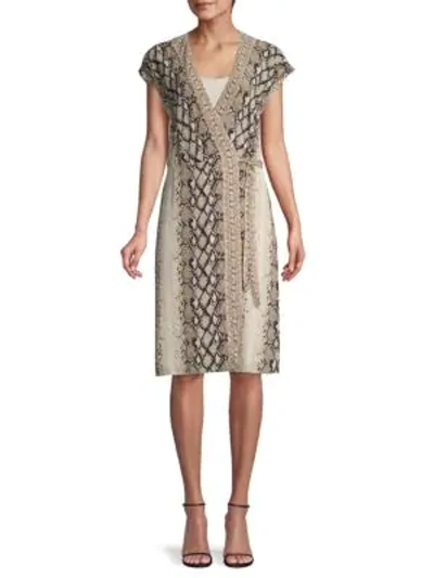 Shop Joie Bethwyn Snake-print Wrap Dress In Porcelain