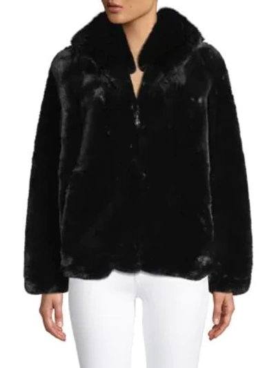 Shop Belle Fare Women's Hooded Faux Fur Jacket In Black