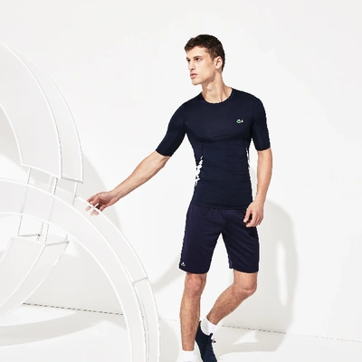 Shop Lacoste Men's Sport Novak Djokovic Ultra Dry Stretch Jersey T-shirt In Navy Blue,white
