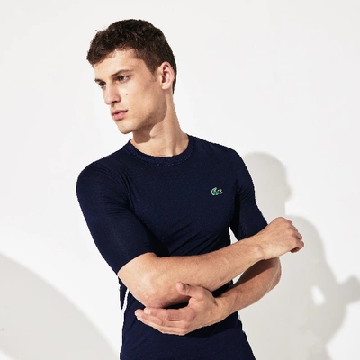 Shop Lacoste Men's Sport Novak Djokovic Ultra Dry Stretch Jersey T-shirt In Navy Blue,white
