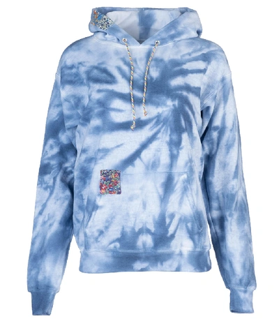 Shop Dannijo Patchwork Tie-dye Hoodie In Blue