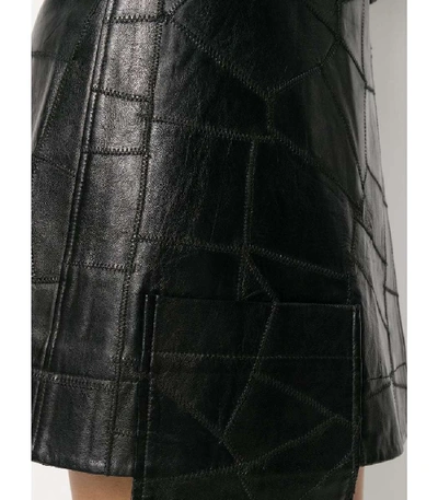 Shop Ganni Patch Leather Mini Wrap Skirt In Black