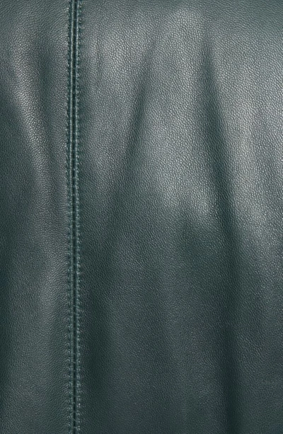 Shop Cole Haan Lambskin Leather Jacket In Emerald