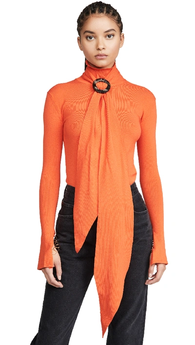 Shop Ellery Asher Top With Scarf Collar In Orange