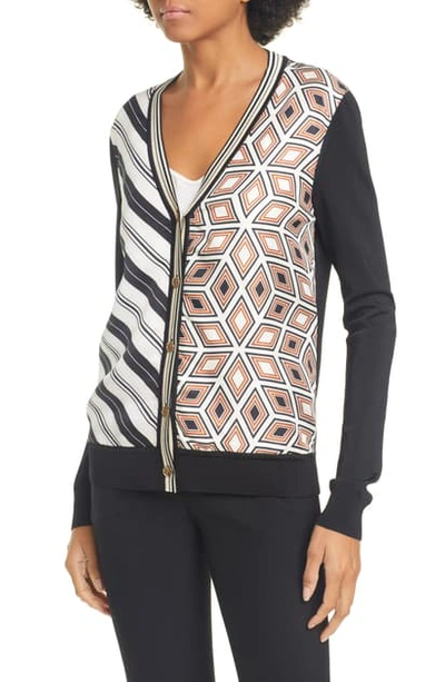 Shop Tory Burch Silk Front Cardigan In New Ivory Diamond Life