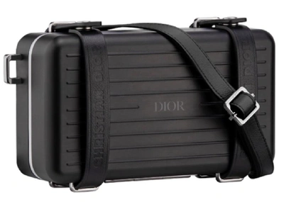 Pre-owned Dior X Rimowa Personal Clutch On Strap Aluminium Black 