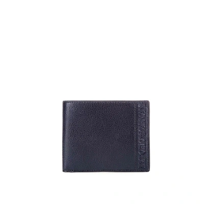 Shop Emporio Armani Blue Leather Wallet