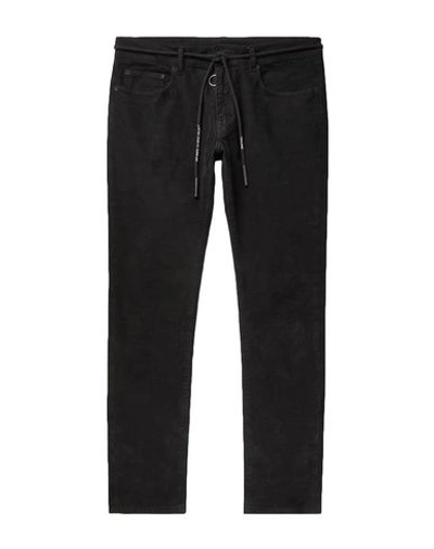 Shop Off-white Man Pants Black Size 28 Cotton, Elastane