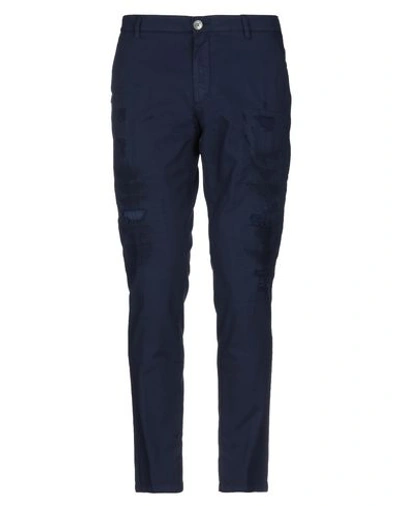 Shop Aglini Man Pants Midnight Blue Size 35 Cotton, Elastane