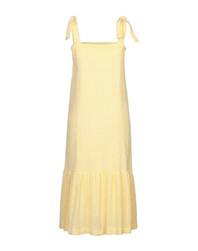 Shop Harris Wharf London Woman Midi Dress Yellow Size 8 Polyester, Cotton