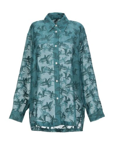 Shop Wood Wood Solid Color Shirts & Blouses In Deep Jade