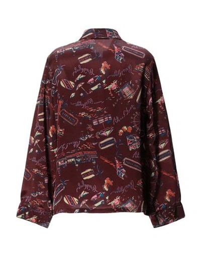 Shop Alexa Chung Alexachung Woman Shirt Burgundy Size 6 Viscose, Cupro In Red