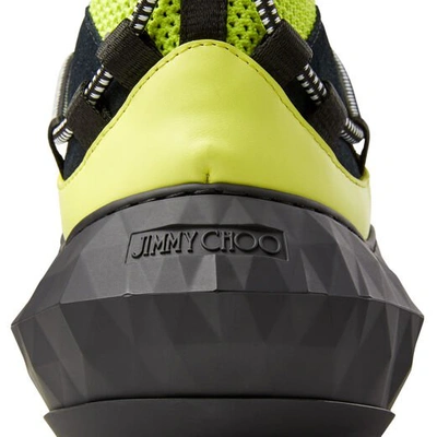 Shop Jimmy Choo Diamond Trail/m Tennis Ball Yellow And Black Stretch Mesh Trainers With Leather Detailing In Tennis Ball/black