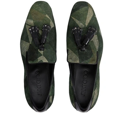Shop Jimmy Choo Foxley Army Mix Distressed Camo Loafers