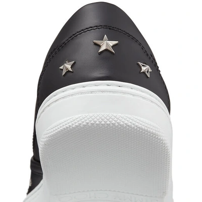 Shop Jimmy Choo Grove Black Leather Slip-on Trainers With Studs In Black/silver