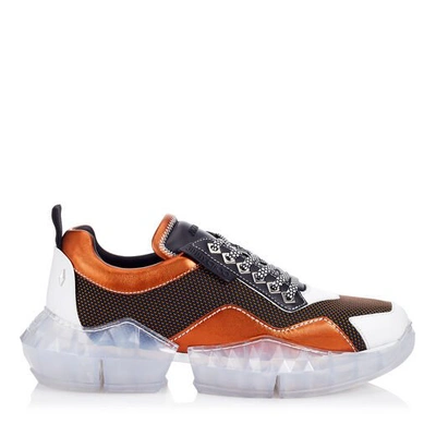 Shop Jimmy Choo Diamond/m Amber Mesh And Leather Mix Trainers With Chunky Platform In Amber Mix