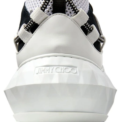 Shop Jimmy Choo Diamond Trail/m Black And White Stretch Mesh Trainers With Leather Detailing In Black/white