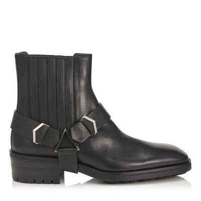 Shop Jimmy Choo Lokk Black Water Resistant Vacchetta Ankle Boots