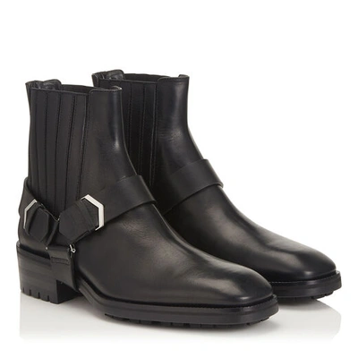 Shop Jimmy Choo Lokk Black Water Resistant Vacchetta Ankle Boots