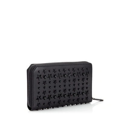 Shop Jimmy Choo Carnaby Black Leather Travel Wallet With Mixed Stars