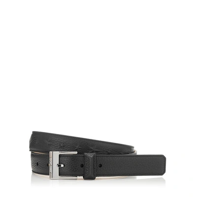 Shop Jimmy Choo Adrien Black Grainy Leather Belt With Embossed Stars