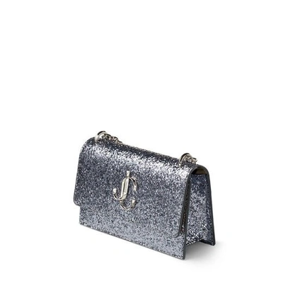 Shop Jimmy Choo Bohemia Silver Galactica Glitter Fabric Mini Bag With Chain Strap