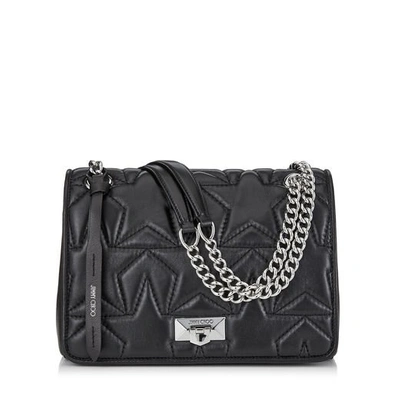 Shop Jimmy Choo Helia Shoulder Bag Black Nappa And Silver Shoulder Bag With Chain Strap In Black/silver