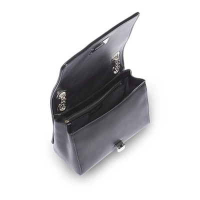 Shop Jimmy Choo Helia Shoulder Bag Black Nappa And Silver Shoulder Bag With Chain Strap In Black/silver