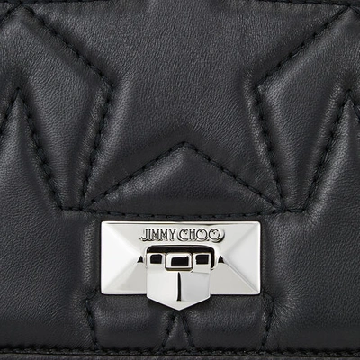 Shop Jimmy Choo Helia Shoulder Bag Black Nappa And Silver Shoulder Bag With Chain Strap In Black/silver