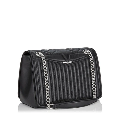 Shop Jimmy Choo Helia Shoulder Bag Black Nappa And Silver Shoulder Bag With Chain Strap In Black/silver