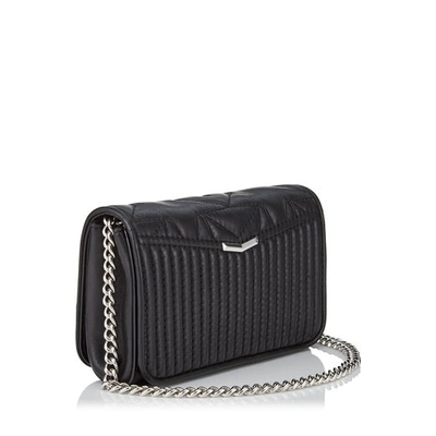 Shop Jimmy Choo Helia Clutch Black And Silver Star Matelassé Nappa Leather Clutch With Chain Strap In Black/silver