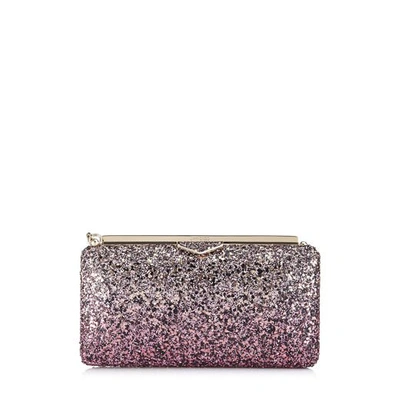 Shop Jimmy Choo Ellipse Candyfloss And White Sand Party Coarse Glitter Dégradé Fabric Clutch Bag In Candyfloss/white Sand