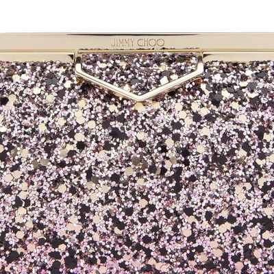 Shop Jimmy Choo Ellipse Candyfloss And White Sand Party Coarse Glitter Dégradé Fabric Clutch Bag In Candyfloss/white Sand