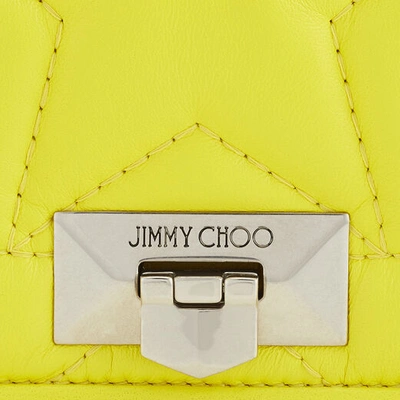 Shop Jimmy Choo Helia Clutch In Fluo Yellow