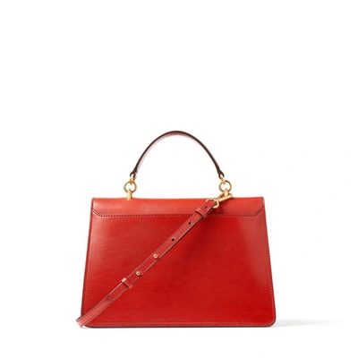 Shop Jimmy Choo Madeline Tophandle Red Calf Leather Top Handle Bag With Metal Buckle