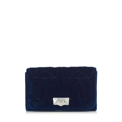 Shop Jimmy Choo Helia Clutch Navy Star Matelassé Velvet Clutch With Chain Strap