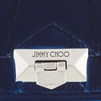 Shop Jimmy Choo Helia Clutch Navy Star Matelassé Velvet Clutch With Chain Strap