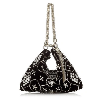 Shop Jimmy Choo Callie Black Suede Clutch Bag With Star Crystal Embroidery