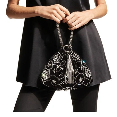 Shop Jimmy Choo Callie Black Suede Clutch Bag With Star Crystal Embroidery