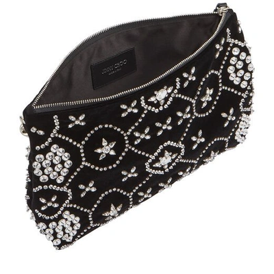 Shop Jimmy Choo Callie Black Suede Clutch Bag With Star Crystal Embroidery