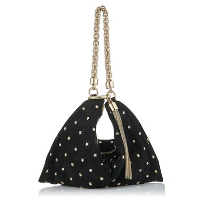 Shop Jimmy Choo Callie Black Suede Clutch Bag With Crystal Star Studs And Chain Strap