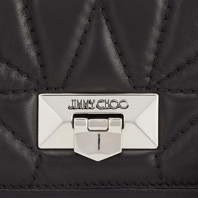 Shop Jimmy Choo Helia Tophandle Top Handle Bag In Black And Silver Nappa Leather With Star Matelassé In Black/silver