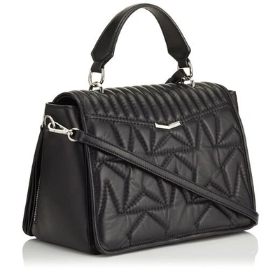 Shop Jimmy Choo Helia Tophandle Top Handle Bag In Black And Silver Nappa Leather With Star Matelassé In Black/silver